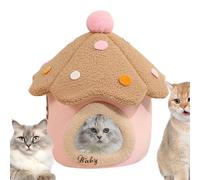 Zestivra Lit pour chat en forme de champignon, joli lit pour chat en forme de champignon, maison de copropriété pour chaton - Jolie tente de grotte avec coussin amovible, nid de grotte chaud, lit de