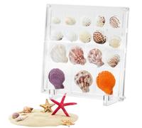 Zestivra Seashell Collection Box - Magnetic Trinket Holder, Starfish Storage Grid | 17-Compartment Display Organizer, Transparent Shell Case for Earrings, Crafts, Beach Finds, Coastal Decor