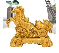 Zestivra Statue de cheval, en métal doré, pour la richesse, décoration de cheval, décoration pour bureau, buffet, cheminée, bibliothèque, table basse ou voiture