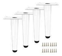 ZestomZ Lot de 4 pieds de meubles blancs en métal pour table basse, table basse, armoire de cuisine, pieds de canapé - Hauteur : 10 à 100 cm - Pieds de rechange avec 16 vis - 25 cm