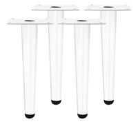 ZestomZ Lot de 4 pieds de meubles blancs en métal pour table basse, table basse, armoire de cuisine, pieds de canapé - Hauteur : 10 à 100 cm - Pieds de rechange avec 16 vis - 55 cm