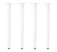 ZestomZ Lot de 4 pieds de meubles en métal pour table basse, table basse, armoire de cuisine, pieds de canapé - Hauteur : 10 à 100 cm - Pieds de rechange avec 16 vis - Blanc