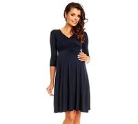 Zeta Ville Pregnancy Maternity Femmes 3/4 Manche Désinvolte Robe 282c (Marine, 44, 2XL)