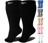 Zeta Wear Chaussettes de contention taille plus pour hommes et femmes, idéales pour sport, vols et voyages en avion. Confortables et médicales, soutiennent bas à bout ouvert, 3XL Noir