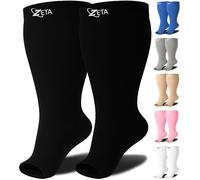 Zeta Wear Chaussettes de soutien à bout ouvert grande taille - Courte et large compression du mollet, idéales pour les voyages et les avions, les femmes adorent son ajustement incroyable, son confort