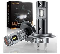 Zethors 2PCS Ampoules de phare LED H7, 80 W 16000 LM 6000K kit de conversion de phares sans fil avec ventilateur, Étanche
