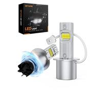 Zethors Ampoule H3 LED Voiture 100W 24000LM 6000K Blanc Mini Lampe H3 Plug and Play à Faisceau Haut/Bas/Antibrouillard Halogène Remplacement H3 LED Canbus avec Ventilateur étanche IP68,2PCS