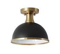 ZETION Plafonnier Semi-encastré à 1 Ampoule Noir Mat avec Accents en Laiton Mat,