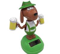 Zetqhuu Chien Animal Dansant Solaire Figurine Solaire Voiture Qui Bouge, Figurine De Chien Solaire Qui Danse avec Bière Jouet De Danseur Solaire Oscillant, Chien Danseur Voiture Chien Dansant Solaire