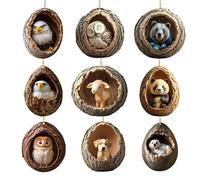 Zetqhuu Décorations d'animaux pour Arbre de Noël,Décorations Animales en Acrylique 2D pour Sapin et Fêtes Familiales | 9 Pièces Pendentif Charme pour Fêtes Porte-clés Rétroviseur de Voiture Décor Mur