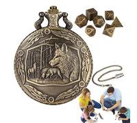 Zetqhuu Jeu de dés avec boîtier de montre, jeu de dés pour montre de poche | Regardez le jeu de dés Shell - Accessoires de jeux de société en forme de chaîne pour soirées à thème, réunions de famille,
