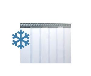 Zettl GmbH rideau à lanières en PVC zone de congélation résistant au froid température: +/-0,0°C à -25°C, lamelles 200x2mm transparent, hauteur 2,50m, largeur 2,10m (1,50m), acier inoxydable