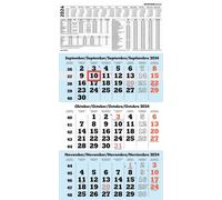 Zettler 602433 Calendrier mural 3 mois - 29.5 x 57 cm, noir/rouge/gris