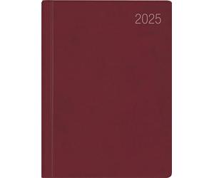 Zettler Agenda de poche 2025 bordeaux, 8,3 x 10,7 cm, planificateur de poche avec 140 pages dans une couverture en plastique flexible, compte du jour et de la semaine, des phases de la lune, un aperçu