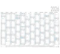 Zettler Lot de 5 calendriers 2026 enroulés 12 Mon - Grand calendrier mural 100 × 70 cm - 12 mois sur 1 page - 5 colonnes pour planification des vacances, compter le jour, la semaine et les jours