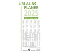 Zettler - Planificateur de vacances 2025 blanc, 100 x 42 cm, planificateur mural avec 16 mois sur 1 page, pour 25 personnes, plié en 14 x 29,7 cm, ange bleu, aperçu du mois et calendrier allemand