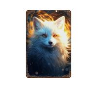 ZEUDFBSA Cosmic Celestial White FoxWall Decor Art Metal Tin Poster Modern Bar Decorations30 x 20 cm