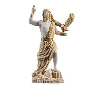 Zeus Dieu Grec Jupiter Tonnerre Statue Figurine Or Albâtre 23,5cm