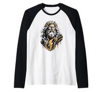 Zeus Lightning Gr od Mythologie Storm Power Portrait Art Manche Raglan