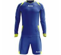 Zeus Paros Ensemble de gardien de but Maillot à manches longues avec short bleu néon jaune 2XS 134-140