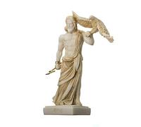 Zeus Statue du dieu grec Jupiter Thunder Figurine en albâtre doré 16 cm