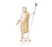 Zeus Statuette du dieu grec Jupiter Thunder Albâtre doré 25,4 cm