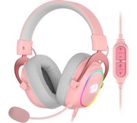 Zeus-X Casque de Jeu Filaire H510 Zeus-X RGB Rose ¿ Son Surround 7.1 ¿ Pilotes Audio de 53 mm en Mousse à mémoire de Forme avec Coque en Tissu Durable ¿ Casque Multi-Plateformes ¿ Alimenté