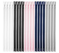 Zeuwets Nylon Fermeture, 20 Pièces Fermetures Métalliques Éclair Invisibles, 50 cm Long, 2,5 cm Large, Fermetures Ouvrable Séparable, Fermeture à Glissière, Zippers pour Bricolage, Couture, Vêtements