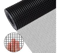 Zevemomo 24" x 50' 1/4inch Hardware Cloth Black Vinyl Coated Chicken Wire Fence Rouleau de Maille soudée galvanisée en PVC pour Cage de Lapin, Noir