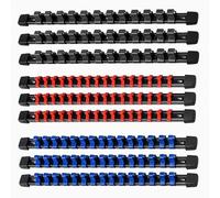 Zevmi 9 Pièces Ensemble d'Organisateurs de Douilles：Supports de Clé à Douille,Outils Organisateurs de Douilles pour Rail 1/4", 3/8", 1/2", Roulements à Billes Ressort Sécurisé, pour Rangement Outils