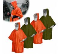 Zevmi Lot de 4 ponchos de survie d'urgence : poncho d'urgence couvertures chauffantes poncho de pluie contre l'hypothermie pour premiers secours survie en plein air camping adultes