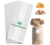 Zevmi Lot de 50 sacs de culture de champignons : sacs de culture de champignons transparents pour champignons, Enoki, Shiitake, céréales, pleurotes (18 x 35 cm)