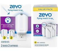 Zevo Piège à Insectes Volants, piège à Mouches (2 Bases enfichables + 6 Cartouches de Recharge)