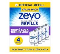 ZEVO Recharges d'insectes volants pour piège lumineux d'intérieur : 4 cartouches de rechange pour piège à lumière capturent les mouches des fruits, les moucherons et les mouches domestiques (4