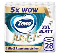 Zewa Just1 Lot de 7 paquets de 4 rouleaux de 99 feuilles de papier toilette sans tube avec serviettes extra larges