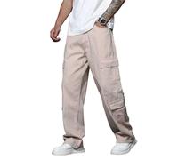Zewool Hommes Casual Baggy Cargo Denim Pantalons avec Poches Jambes Larges Skater Jeans Y2K Hip Hop Streetwear Pantalon Droit Détendu Coupe décontractée 2000 Skateboard Streetwear,E10 Kaki,XS