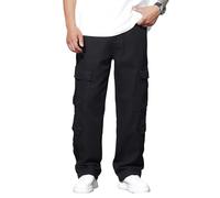 Zewool Hommes Casual Baggy Cargo Denim Pantalons avec Poches Jambes Larges Skater Jeans Y2K Hip Hop Streetwear Pantalon Droit Détendu Coupe décontractée 2000 Skateboard Streetwear,A10 Noir,XL