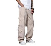 Zewool Hommes Casual Baggy Cargo Denim Pantalons avec Poches Jambes Larges Skater Jeans Y2K Hip Hop Streetwear Pantalon Droit Détendu Coupe décontractée 2000 Skateboard Streetwear,E10 Kaki,XL