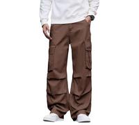 Zewool Mens Casual Wide Leg Denim Cargo Pants Mid Weight Baggy Jeans with Pockets Skater Y2k Hip Hop Streetwear Pantalon Relaxed Loose Fit 2000s Skateboard Hiking Travel,C10 Café cultivé,M