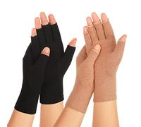 Zexhoor Lot de 2 paires de gants de compression pour arthrite et homme pour soulager la douleur du canal carpien, sans doigts pour la frappe et le travail quotidien, Black1+brown1, Medium