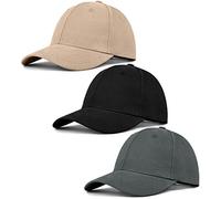 ZEXIAN Lot de 3 Casquettes de Baseball Unisexes en Coton Non construites pour Homme et Femme, Noir + Gris + Kaki, Taille Unique