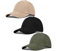 ZEXIAN Lot de 3 Casquettes de Baseball Unisexes en Coton Non construites pour Homme et Femme, Noir + Vert + Kaki, Taille Unique
