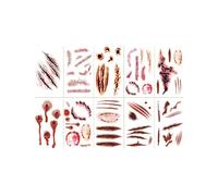 ZEXIJOW 10 Feuilles Tatouages Temporaires - Halloween Zombie Scars Tatouages Autocollants avec Fake Scab Blood Spécial FX Costume Maquillage Props Autocollants de tatouage réalistes d'horreur