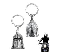 ZEXIJOW 2PCS Guardian Bell Acier Inoxydable Argent,Clochette Moto Guardian Ride Bell,Acier Inoxydable Moto en Forme d'ange Gardien à Suspendre,Angel Biker Guardian Gremlin Bell,Moto Cyclisme,Vélos