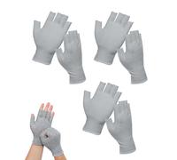 ZEXIJOW 3 Paires Gant Coton Hydratants Eczema,Gants de Travail Minces Contre Névrodermite,Gants Protection l'eczéma pour Peau Sèche et Sensible,Convient aux mains sèches,Conception sans doigts-Cendre