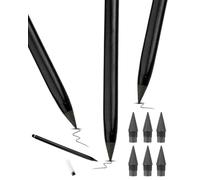 ZEXIJOW 3PCS Crayon Sans Encre Métal Portable, Crayon Infini Éternel Réutilisable avec 6 Nib Remplaçable et Pointes de Rechange pour Écriture Dessin Bureau Fourniture