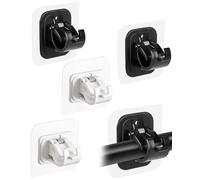 ZEXIJOW 4 Pièces Support Tringle Rideaux Sans Percage,Support AméLioré Rideaux,Supports de Tringle Auto Adhésifs Transparent,Sans Percage Support Crochets pour la Maison,la Salle de Bain