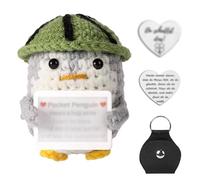 ZexJpr Lot de 3 pièces de pommes de terre positives, porte-bonheur avec pingouin pastèque, cadeau de motivation pour vos amis et votre famille, avec pièce de monnaie en forme de cœur et étui en cuir