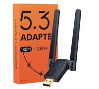 ZEXMTE Adaptateur Bluetooth 5.3 grande portée pour PC, 590FT/180M USB Bluetooth Dongle pour ordinateur de bureau, ordinateur portable, imprimante, clavier, souris, casque, compatible Windows 8/10/11