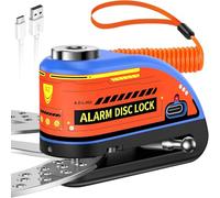 ZEXMTE Antivol à disque de frein, rechargeable, alarme, 120 dB, avec câble de rappel de 1,8 m, renforcé, étanche, frein à disque haute sécurité pour moto, vélo, scooter, bleu